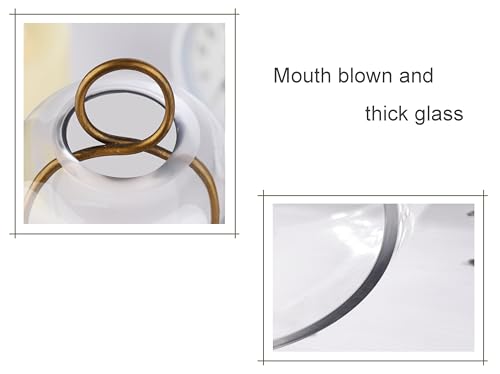 5" & 4" Wide Versatile Metal Candle Holder with Handmade Sturdy Glass Dome in Brass for Pillar Candle & Plants, 5.1" xH11.8 4" xH7.5, Industrial, Farmhouse, Shabby Chic. (2, Brass, Large & Small) - color: Brass