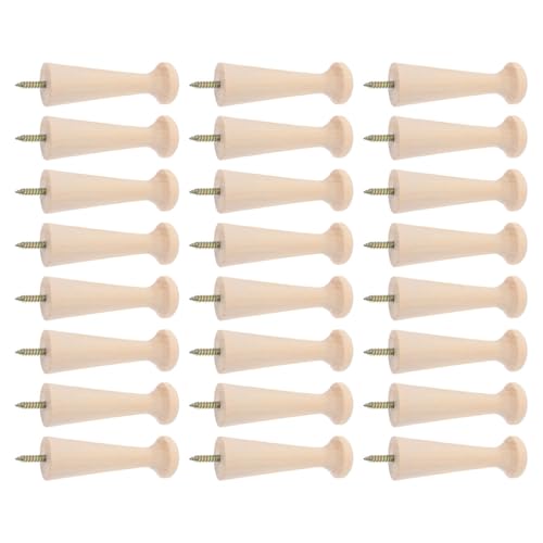 MAGICLULU 24pcs Wood Peg Coat Rack with Screw-in Shaker Pegs for Door Back Installation Paintable Wooden Wall Hooks for Household Storage of Hats and Purses