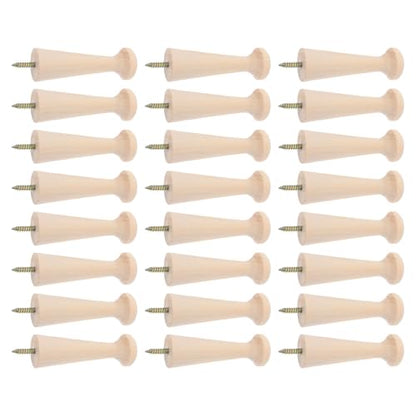 GANAZONO 24pcs Wooden Shaker Pegs 2.7 Inch Long Wood Wall Hooks for Hanging Hats and Bags, Safe Daily Use with Heavy Coat Support, Beige Wood Hooks for Household and Family Storage