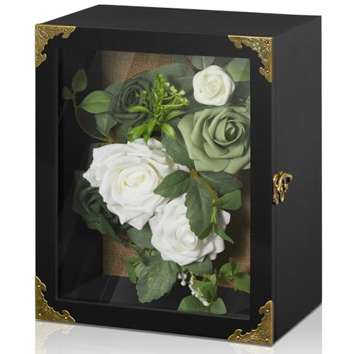Deep Shadow Box,8x10-inch Shadow Boxes Display Cases, Large Shadow Box Frame, 4-inche Interior Deep Display Cases, Black Wooden Keepsake Boxes for Bridal Bouquets - color: Black, size: 8x10 IN