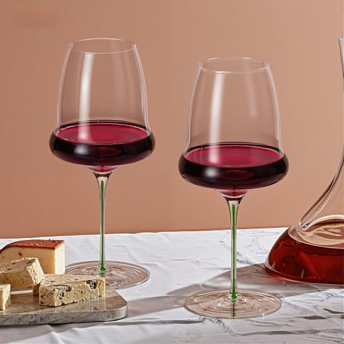 KAMMAK Crystal Red Wine Glasses Set of 2, 24.69 oz Stemmed Glasses, XY010 | Hand Blown, Bordeaux Wine Glasses, Thin Rim & Long Stem, Red & White, Daily Use, Wedding or Birthday Gift for Women - size: 8KPDSXY010