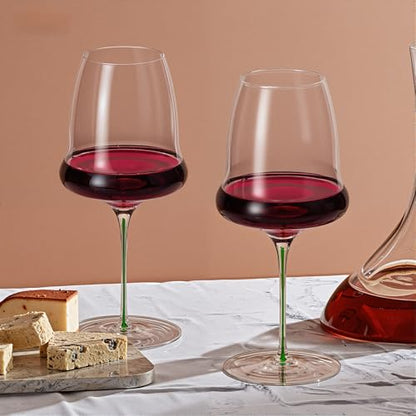 KAMMAK Crystal Red Wine Glasses Set of 2, 24.69 oz Stemmed Glasses, XY010 | Hand Blown, Bordeaux Wine Glasses, Thin Rim & Long Stem, Red & White, Daily Use, Wedding or Birthday Gift for Women - size: 8KPDSXY010