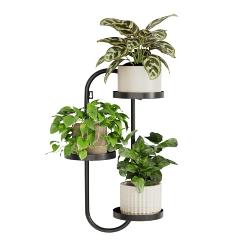 Laposso 3 Tier Wall Planter Metal Plant Hanger Indoor Black | Wall Plant Holder, Multiple Plants, For Patio Corner Garden Living Room Balcony, Flower Stands