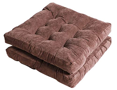 Tiita 22 Inch Square Floor Cushions, Floor Pillow for Sitting, Coffee | Thick Tufted Indoor Outdoor Seat Cushions for Adults, Yoga, Meditation, Living Room and Balcony - color: (Square)|coffee