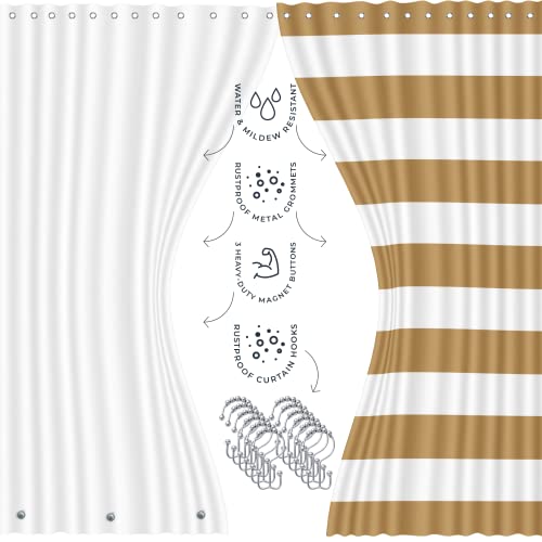 Clara Clark Bathroom Set – Bathroom Sets with Shower Curtain and Rugs, Soft Bathroom Rugs Non Slip, 23PC Gold Bathroom Accessories Set Complete with Bath Rugs, Shower Curtain Set with Liner and Hooks - color: Gold, size: Complete Set + Bath Rugs