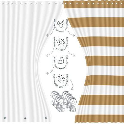 Clara Clark Bathroom Set – Bathroom Sets with Shower Curtain and Rugs, Soft Bathroom Rugs Non Slip, 23PC Gold Bathroom Accessories Set Complete with Bath Rugs, Shower Curtain Set with Liner and Hooks - color: Gold, size: Complete Set + Bath Rugs
