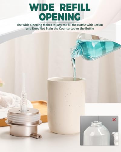 BosilunLife Lotion Pump Dispenser for Kitchen, Bathroom Countertop | Aprcot Soap Dispenser Bathroom Ceramic Dish Liquid Soap Dispenser (Apricot, Liquid Pump) - color: Apricot-1 Pack