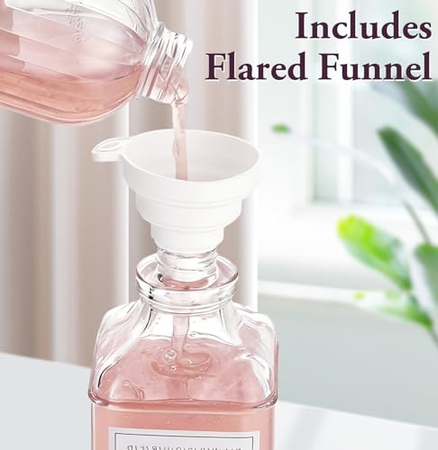 Dish and Hand Soap Dispenser,Set of 2 * 16.9oz | Glass Soap Dispenser with Silver Pump,Tray,Funnel,500ML Countertop Soap and Lotion Dispenser for Kitchen, Bathroom Set - color: Ks-5070-28y-2s