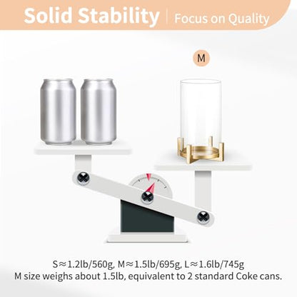 NUPTIO Gold Pillar Candle Holder: Hurricane Glass Candle Stands with Sleeve | Set of 3 Brass Decor with Clear Cover for Thanksgiving Christmas Fireplace Table Centerpiece