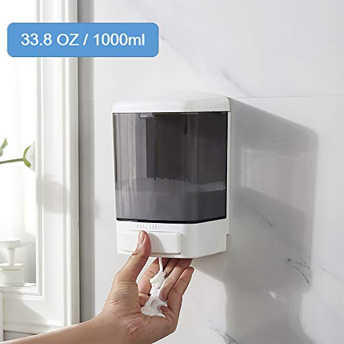 Manual Soap Dispenser Kitchen Bathroom 33.8oz/1000ml Wall Mounted Hand Commercial Soap Dispenser for Liquid Containers Shampoo Gel Chamber Plastic (Black) - size: 1 pack (Manual 1000ml/33oz)