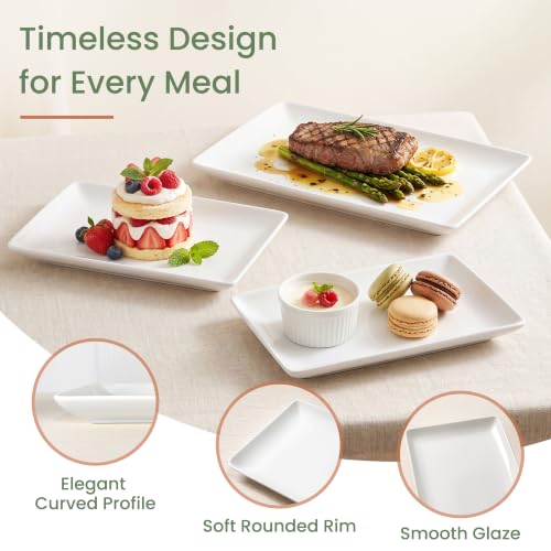 Kassel Ceramic Serving Platter Set White Porcelain Serveware for Parties & Entertaining Decorative Oven-Safe Serving Dishes Platters for Food Meat & Turkey (Small Rectangular 14”/12”/10”, Platter) - size: Small Rectangular 14”/12”/10”
