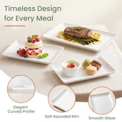 Kassel Ceramic Serving Platter Set White Porcelain Serveware for Parties & Entertaining Decorative Oven-Safe Serving Dishes Platters for Food Meat & Turkey (Small Rectangular 14”/12”/10”, Platter) - size: Small Rectangular 14”/12”/10”