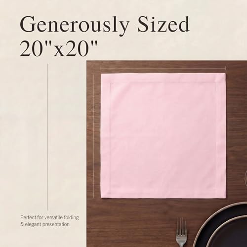 Urban Villa Cloth Napkins Cotton 20x20 (Set of 12) Pink - color: 013 Pink, size: 20" x 20" (Set of 12)