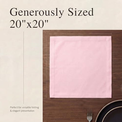 Urban Villa Cloth Napkins Cotton 20x20 (Set of 12) Pink - color: 013 Pink, size: 20" x 20" (Set of 12)
