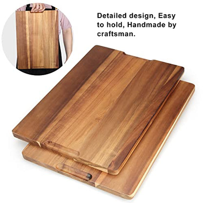 Decorative Acacia Wood Cutting Boards for Kitchen Meat Large Charcuterie Boards Best Hardwood Solid Chopping Board Butcher Block Bread Serving Cheese Board Big Maple Carving Cutting Board Non Toxic - size: 16"L x 11"W
