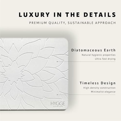 Diatomaceous Earth Stone Bath Mat - Ivory Bloom | Modern Fast Dry Bathroom Floor Shower Mat, Quick Drying Premium Luxury Diatomite Spa Stone Gift, Non-Slip Base, 23.6" x 15.4" - color: Ivory Bloom