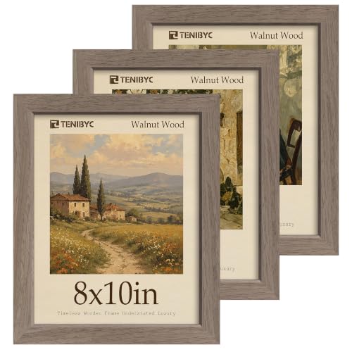 8x10 Walnut Picture Frame with HD Glass - 3pk, Natural Wood Photo Frame, Tabletop Frame - color: Walnut, size: 8 X 10, style: 3 Pack