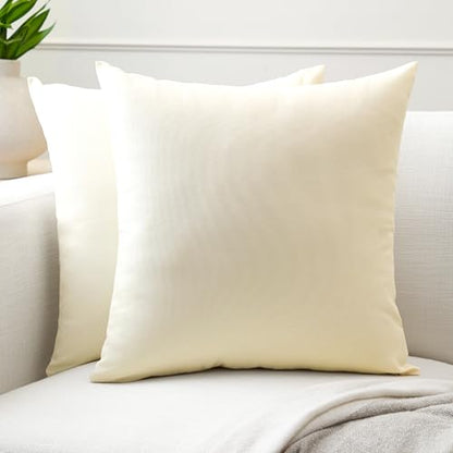 Encasa XO Throw Pillow Covers, Cotton, No Inserts 12"x12" Natural | Durable Cotton Canvas | Concealed Invisible Zipper | Ideal for DIY & Embroidery | Living Room & Couch | Set of 2 - color: Natural, size: 12" x 12" (Pack of 2)