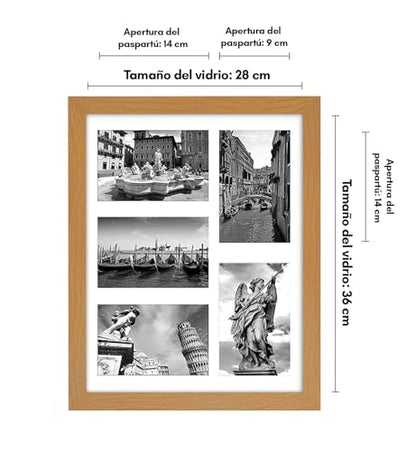 Americanflat 4x6 Collage Picture Frame with Shatter-Resistant Glass - Fits Five 4x6 Photos or Use as One 11x14 Picture Frame - Signature Collection - Collage Frames for Wall Display - Dark Oak | Overall frame size 11x14, Shatter-resistant glass, hangs ver