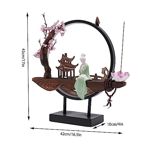 Backflow Incense Holder with LED Light, Countertop Incense Burner Holder Chinese Retro Ceramic Backflow Incense Burner for Relaxing or Home Decor (Style 2) - size: Style 2