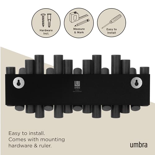 Umbra Picket Coat Rack, Wall Mount 5 Flip-Down Coat Hooks, Black - color: Black, size: 5-Hook