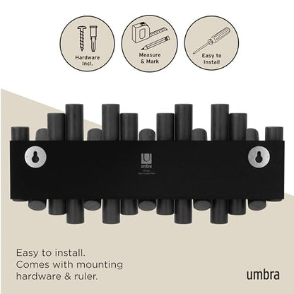 Umbra Picket Coat Rack, Wall Mount 5 Flip-Down Coat Hooks, Black - color: Black, size: 5-Hook