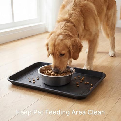 Kingrol 4-Pack Small Shoe Trays for Entryway Indoor, 16.5" x 12.6" Individual Boot Tray with Raised Lip, Waterproof Plastic Shoe Mat Tray for One Pair, Pet Bowls, Plants, Under Sink & Floor Protection