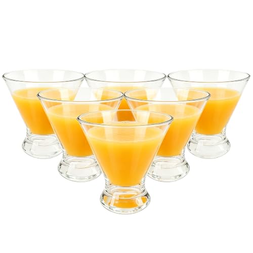 Set of 6 Stemless Martini Acrylic Glasses 9 oz, Heavy Base Stable Cocktail/Juice/Red Wine Glasses,Plastic Drinking Tumbler, Fits Ice Cream/Milkshakes,Ideal for Home Party, Clear - color: Clear color