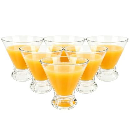 Set of 6 Stemless Martini Acrylic Glasses 9 oz, Heavy Base Stable Cocktail/Juice/Red Wine Glasses,Plastic Drinking Tumbler, Fits Ice Cream/Milkshakes,Ideal for Home Party, Clear - color: Clear color