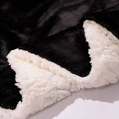 NANPIPER Fleece Blanket Sherpa Throw,Soft Fuzzy Twin Blankets for Couch,Black 60"x80" - color: Black, size: Twin