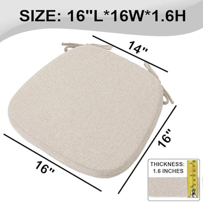 SINOSSO 1 Pack Memory Foam Chair Cushions for Dining Chair, Friendly Woven Fabric 16" U-Shape Comfortable Kitchen Chair Pad, Removable Slip Resistant Seat Cushion (1 Piece, Oatmeal Beige) - color: Oatmeal Beige