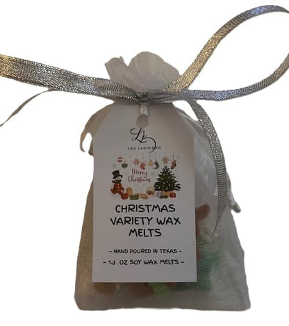 LRO Candle Co Variety Wax Melts Bag Christmas and Spring Time (Christmas Wax Melts 1.3 Oz Silver Bow)