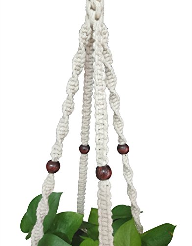 1 PCS Macrame Plant Hanger & Holder, Hanging Planter 4 Legs Double Deck for 8 inch to 10 inch Two Pots Indoor Outdoor Hanging Planter Hemp Rope 67 Inch with Metal Ring (Cotton) - color: Beige