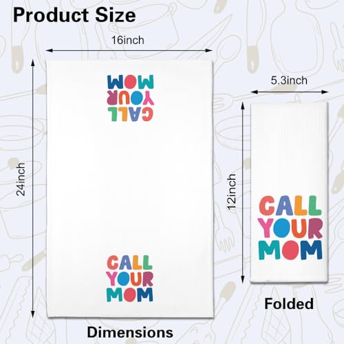 Text Your Mom Call Your Mom Funny Kitchen Towels 2 Pack, Sweet New House Gift for Hostess, Graduation Day Birthday Housewarming Gift for Son Daughter Wife Friends, Ikts002 - color: Your Mom Set