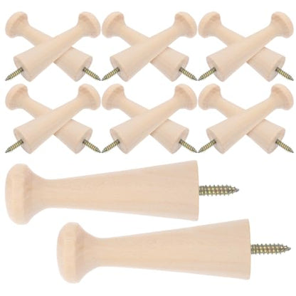 14pcs Khaki Wood Hanging Hooks with Spiral Shape, No Drilling Install and Adaptable Design, for Entryways and Room, Minimal Nordic Style Coat and Hat Hangers