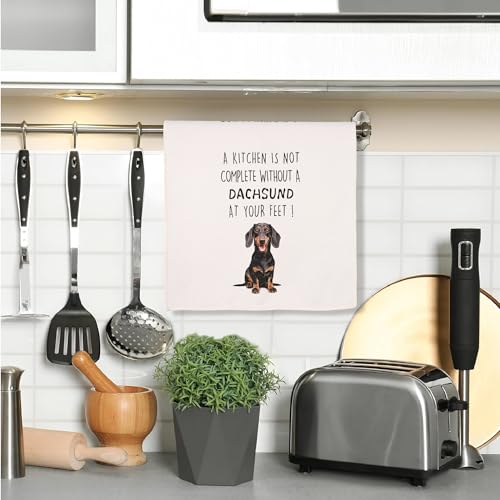 Funny Dachshund Dish Towels Set of 2-16x24 Inch Cute Wiener Dog Kitchen Towels, Gifts for Dachshund Lovers Women, Housewarming Present - color: Dachshund