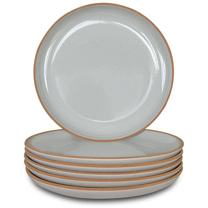MORA Ceramic Plates Set, 7.8 in - Set of 6 - The Dessert, Salad, Appetizer, Small Dinner etc Plate. Microwave, Oven, and Dishwasher Safe, Scratch Resistant. Kitchen Porcelain Dish - Earl Grey - color: Earl Grey