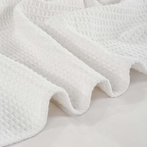 100% Cotton Waffle Weave Blanket, Twin Size 60 x 90 Inches, 300 GSM Lightweight Breathable Cooling Bed Blanket for Summer & All Season, Soft Woven Blanket, White - color: White, size: 60x90-Twin