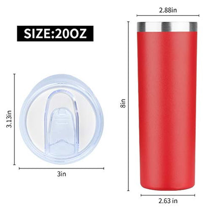 HASLE OUTFITTERS 20 oz Skinny Tumblers Bulk Set, Stainless Steel Insulated Slim Tumblers with Lids, Reusable Double Wall Travel Coffee Mugs, Durable Powder Coated Travel Water Cups(Red, 4) - color: Red, size: 20 oz (4 Count)
