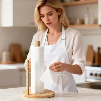 4 Pcs Bamboo Paper Towel Holder, Natural Bamboo Wooden Countertop Standing Paper Towel Holder, Free-Standing Kitchen Roll Hanger Rack for Dining Table Bathroom Bedroom Living Room - color: 4pcs Set