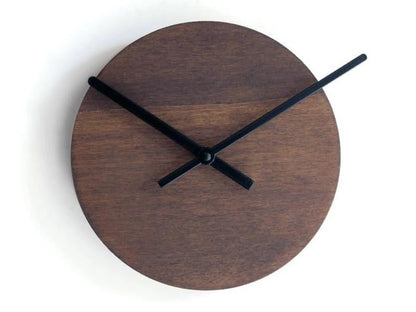 Modern Wood Wall Clock, Minimalist Round Silent Wall Clock, Natural Brown Wooden Clock with Black Hands for Living Room Bedroom Office Decor, 12 Inch