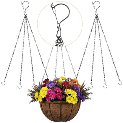 3 Pack 23 Inch Hanging Baskets Chains with Windproof Hooks, Hanging Plant Chains 4 Point Metal Flower Pot Replacement Chain Hangers for Planters Lanterns Bird Feeders, Baskets Not Included