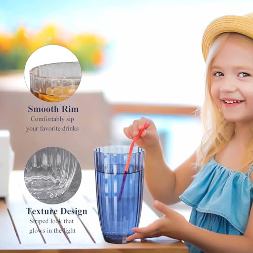 Acrylic Mixed Colors Highball Cups | Plastic Reusable Tumblers | 20oz (Set of 6) | Stackable | BPA-free Tumblers | Shatterproof | Top-rack Dishwasher Safe - color: Blue, size: 20 Ounces