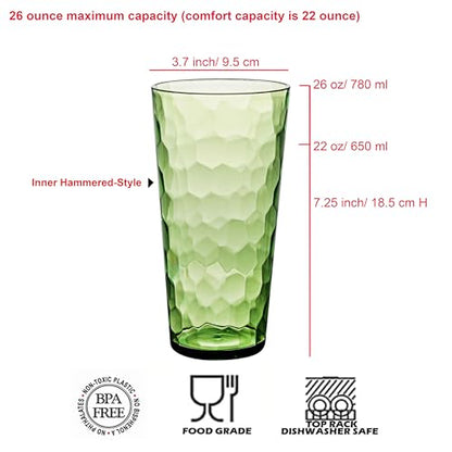 KOXIN-KARLU Mixed Drinkware 26-ounce Plastic Tumbler Acrylic Water Glasses, set of 8 Multicolor - color: Multicolor