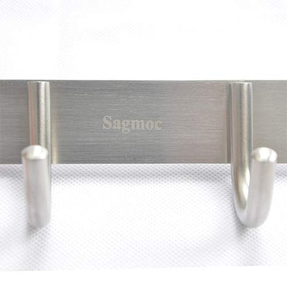 Towel Hook Rack Brushed Nickel - Sagmoc 17-Inch Coat Hook Rail Wall Mounted with 7 Round Hooks, Durable Wall Hangers for Bedroom, Bathroom, Foyer, Hallway (304 Stainless Steel) - size: 7R hooks