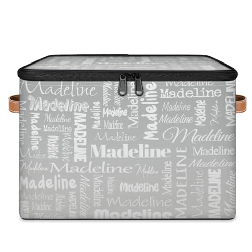 Custom Storage Basket with Name, Personalized Keepsake Box, Grey | Foldable Fabric Gradient Large Memory Bin with Handle Lid Lightweight Waterproof Dustproof, 14"L x 10.2"W x 10.4"H - color: Option 11