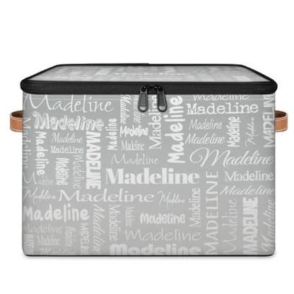 Custom Storage Basket with Name, Personalized Keepsake Box, Grey | Foldable Fabric Gradient Large Memory Bin with Handle Lid Lightweight Waterproof Dustproof, 14"L x 10.2"W x 10.4"H - color: Option 11
