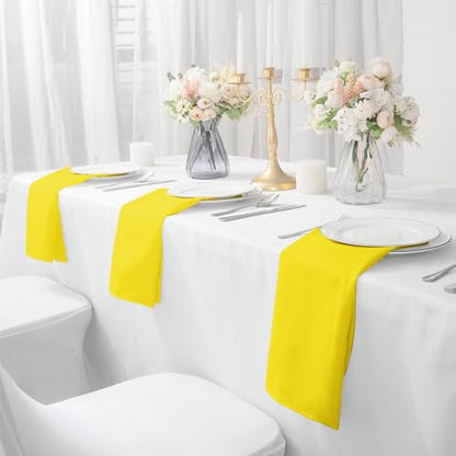 Bailarina Cloth Napkins Set of 80,17x17 inches Dinner Napkins Cloth Washable,Polyester Square Table Cloth Napkin Bulk with Hemmed Edges Ideal for Banquets, Parties and Weddings-Yellow - color: Yellow