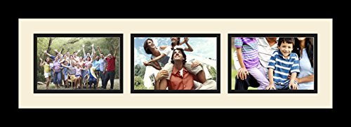 ArtToFrames Collage Photo Frame Single Mat with 3-4x6 Openings with Satin Black Frame and Baby Blue mat. - color: 3 - 4x6 - (2136), size: Baby Blue
