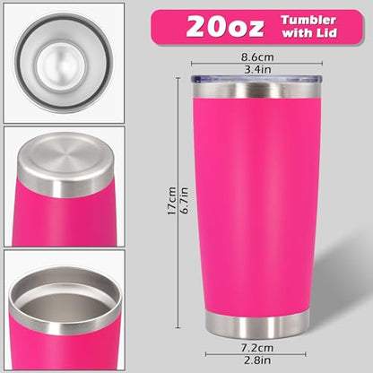 20oz Tumbler with Lid Stainless Steel Tumblers Insulated Mug Hot Pink 12P - color: Hot Pink
